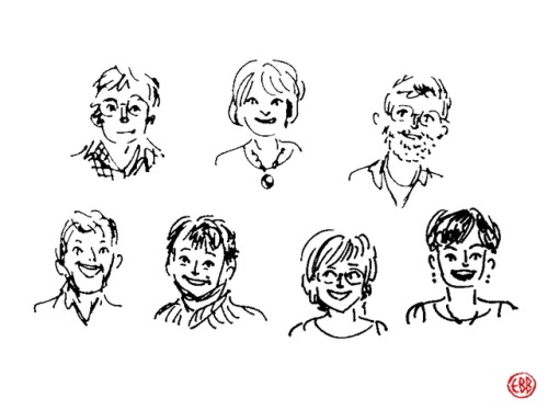 A family portrait commission of seven siblings, for Devon. Also a few of my initial drawings (they w