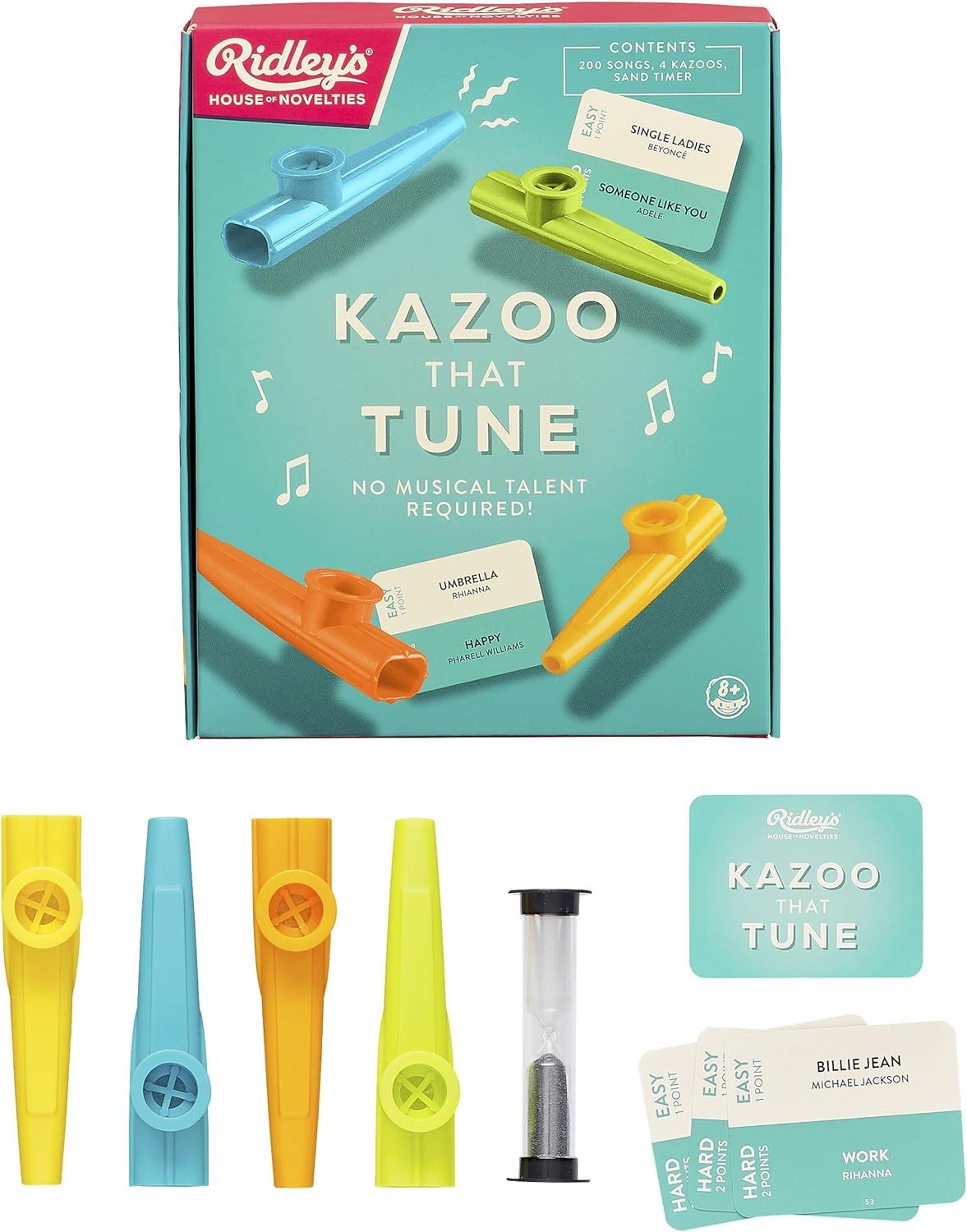 🔥POPULAR 🔥 It’s sort of a mash up of Pictionary (sans pictures) and Name That Tune… but add kazoos. Kazoo That Tune is all about music and some seriously needed silliness. Comes with four kazoos, a sand timer, and 200 songs including a good amount of...