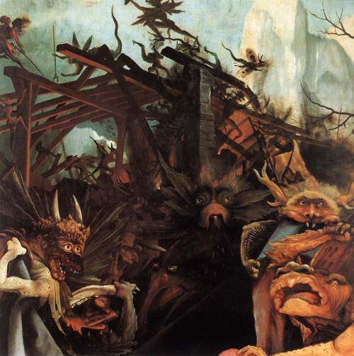 matthias-grunewald: The Temptation of St. Anthony (detail), 1515, Matthias GrunewaldMedium: oil,pane