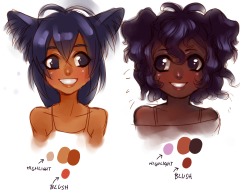 foervraengd:  Saying that people of color cannot show any visible blushing is a big fat myth that only proves how little people actually know about skin tones. I have seen a lot of skin-tone palettes that includes dark skin, but it is very rarely put