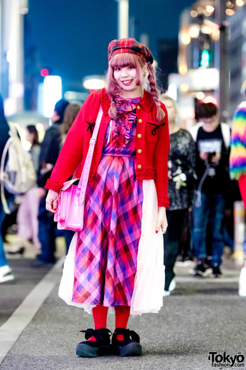 tokyo-fashion:Japanese vintage shop staffer Maimai on the street in Harajuku wearing a colorful look