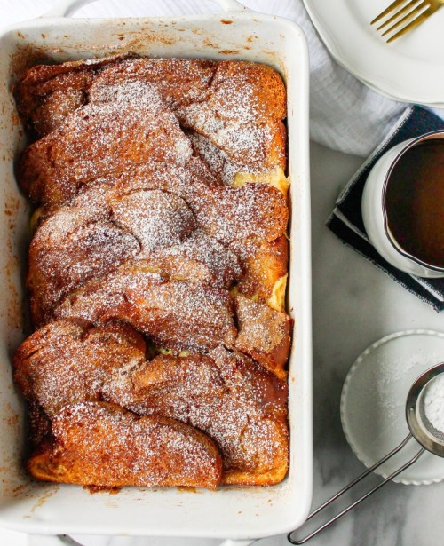 sweetoothgirl:  Churro French Toast Casserole with Mexican Chocolate Drizzle  