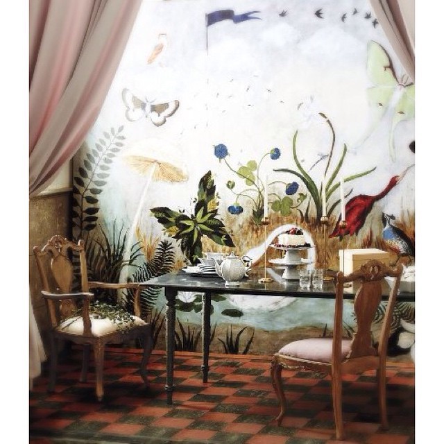 Big announcement ladies: New Rebecca Rebouche wall mural now available at @anthropologie !!This is not a drill. It’s literally online now! 😁 Go! Prep a wall, place your order and then invite friends over for an enchanted dinner alongside this...