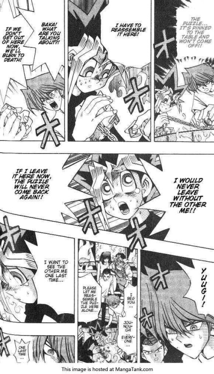 Yu-Gi-Oh! Vol. 10, Chp. 86: Escape From the FireJonouchi, Yugi, and the Puzzle, pt. 1Excuse me while