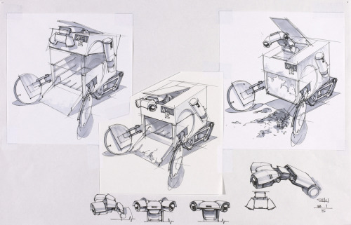 Jay Shuster, design drawings / concept art for the movie Wall-E, 2008. Ink and marker on photocopy. 