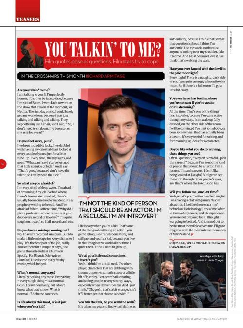 richardarmitagefanpage: Interview with Richard for Total Film magazine (July 2021)