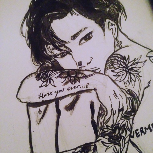 au where Jimin loves flowers and has some inked on his arms ✍#inktober