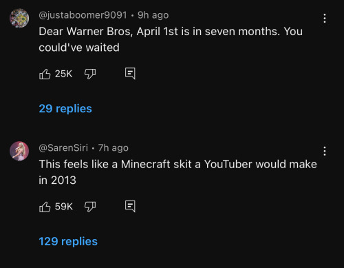 Id Like To Take This Time To Share My Favorite Comments Under The Minecraft Movie Trailer