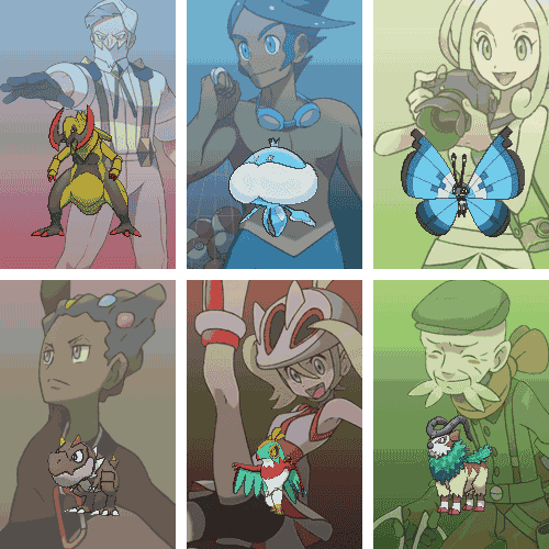 bosq:  Gym Leaders / Grass Starters / Fire Starters / Water Starters / Ghost Type / Dragon Type / Eevelutions / Bear Trio 