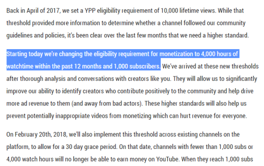 Hey so YouTube just screwed over a lot of small-time channels