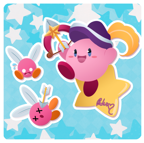Kirby I made for the Kirby Copy Ability Collab over at Twitter ⭐ The star texture BG in my individua