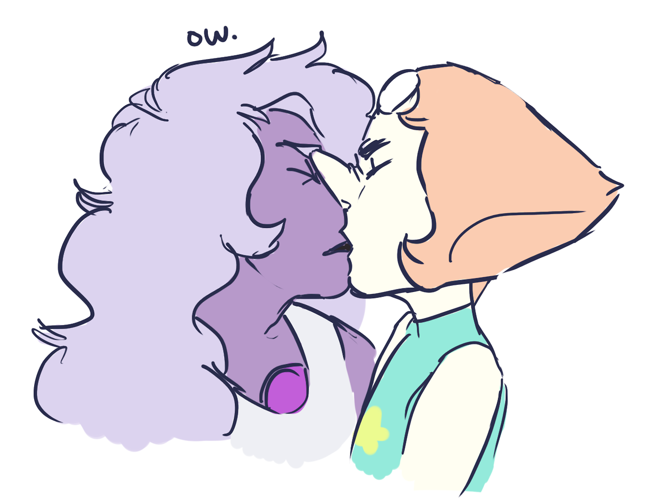 aviatornerd: First Kiss @fuckyeahpearlmethyst hah…realized late that it was pearlmethyst…gotta