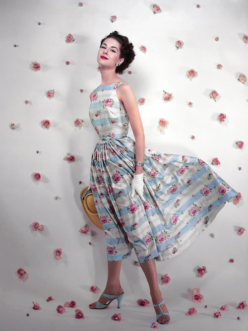 Model Nancy Berg; photo by Erwin Blumenfeld; for Vogue, May 1953.