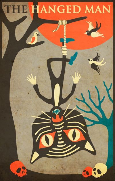 laurenseclectica:  Tarot Card Cat: The Hanged Man Art Print by Jazzberry Blue