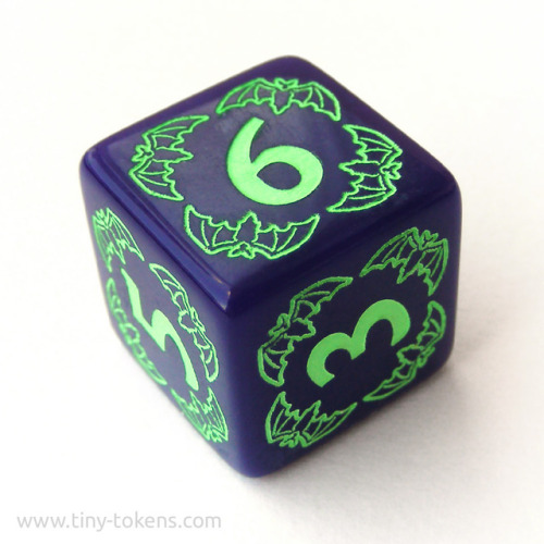 For the Halloween event at my FLGS I made a bunch of custom engraved D6 dice with spooky images on t