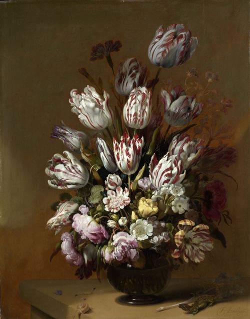 Hans Bollongier, Floral still life, 1639. Oil on panel.It was painted shortly after the Dutch stock 