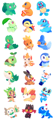 sharmieart: some starter pokemon stickers