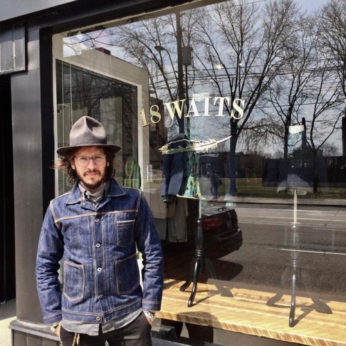 Dan of @18waits, apparel and accessories wearing the Deadstock trucker jacket! Thanks for the pic Da