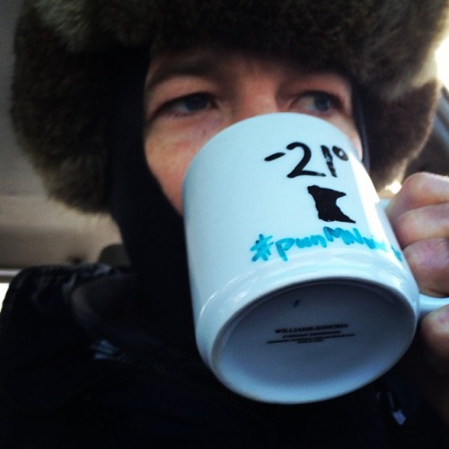 Outtake #mugshotmonday – I made a commemorative coffee mug for today’s -21 degrees in #Minneapolis. I’m trying to (and failing to) start my car. :(