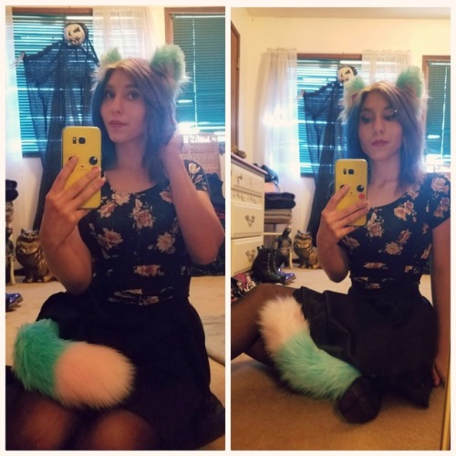 moreissuesthanvoguesunshine:My Valentine’s Day outfit. The tail and ears set is from Kitten’s Plaype