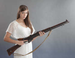 Medwards10:  A Very Charming Young Lady Holding A Lee-Enfield No.1 Mk 3 Smle 