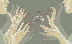 eatsleepdraw:   “The two people connected by the red thread are destined lovers, regardless of time, place, or circumstances. This magical cord may stretch or tangle, but never break.” 