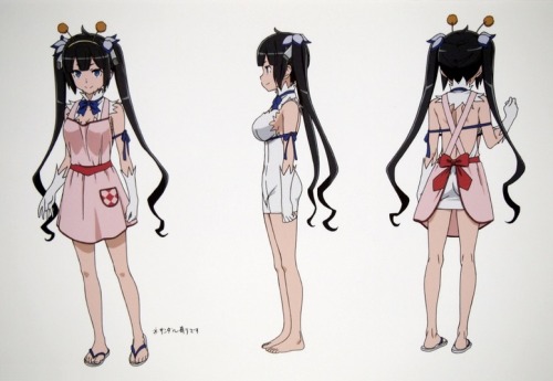 as-warm-as-choco:    DanMachi (ダンまち?) model sheets of Hestia’s (ヘスティア) outfits by character designer Shigeki Kimoto (木本 茂樹). Edited these photos from the Tokyo Anime Center exhibition in Akihabara (Part 2).