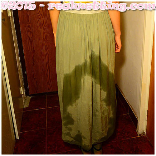 Long skirt wetting, pissing pantyhose nylons.