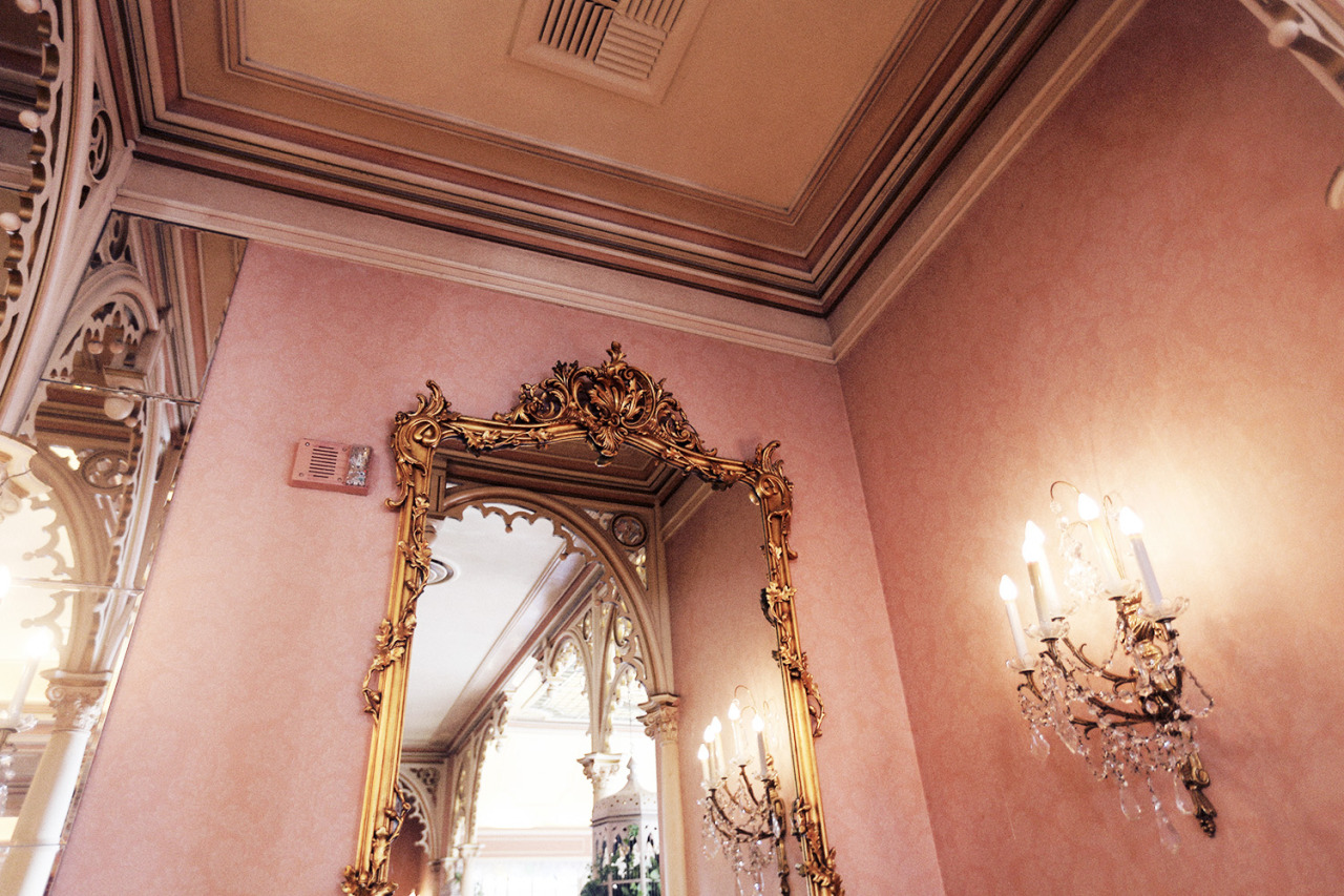 hawaiiancoconut: Gold mirror &amp; pink wallpaper, Disneyland, by Emily Faulstich 