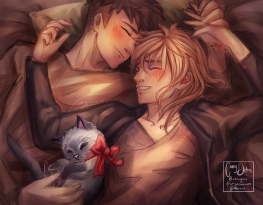 stanglassart: Halloween? More like national Otabek day ๐ค He wanted a cat for his B-day and yurio delivered ๐๐ผ๐๐
