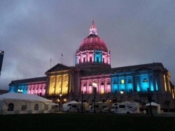 constantneverland:  mierduh:  San Francisco City Hall lit up with the Trans flag colors for the first time in history to celebrate pride  I fucking love my city