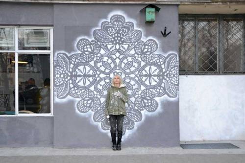 cross-connect: NeSpoon is a street artist from Warsaw, Poland. Her artistic focus is on the intricat