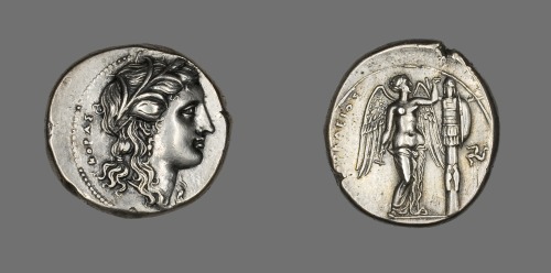 heaveninawildflower:‘Tetradrachm Depicting the Goddess Persephone’(310-307 BC).Greek, mi