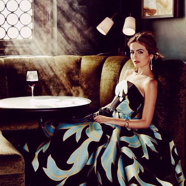 csiriano:  Gorgeous Camilla Belle wears a Christian Siriano Resort 2014 palm leaf