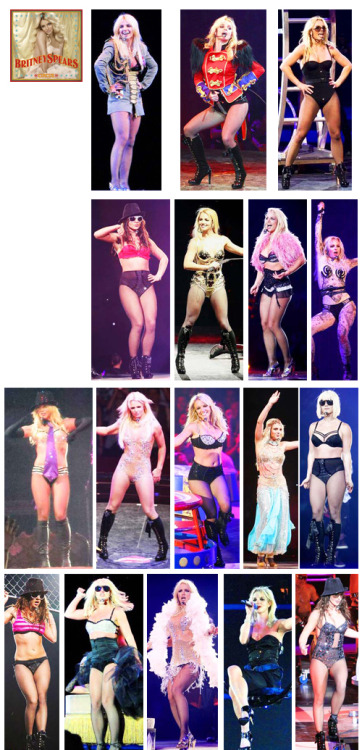 ricki-minaj:  triptoyourheart-britney:  Britney Spears  casas de cambio de vestuario 1998 - 2014 -Baby One More Time tour -Crazy 2k tour -Oops lo hice viaja otra vez -Dream Within A Dream Tour -Onyx Hotel Tour -House of Blues tour -The Circus