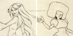 dagillus:  Rough final line scans of two ladies I am working on at the moment :D  Happy New Year!  (lol someone called Milla ‘original square mom’ so now it’s the square moms pencils post XD!) 