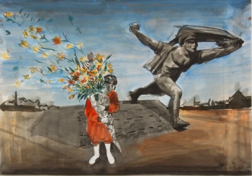 amare-habeo: David Claerbout (Belgian, born 1969) The Communist Girl, 2002 paper, watercolour, 