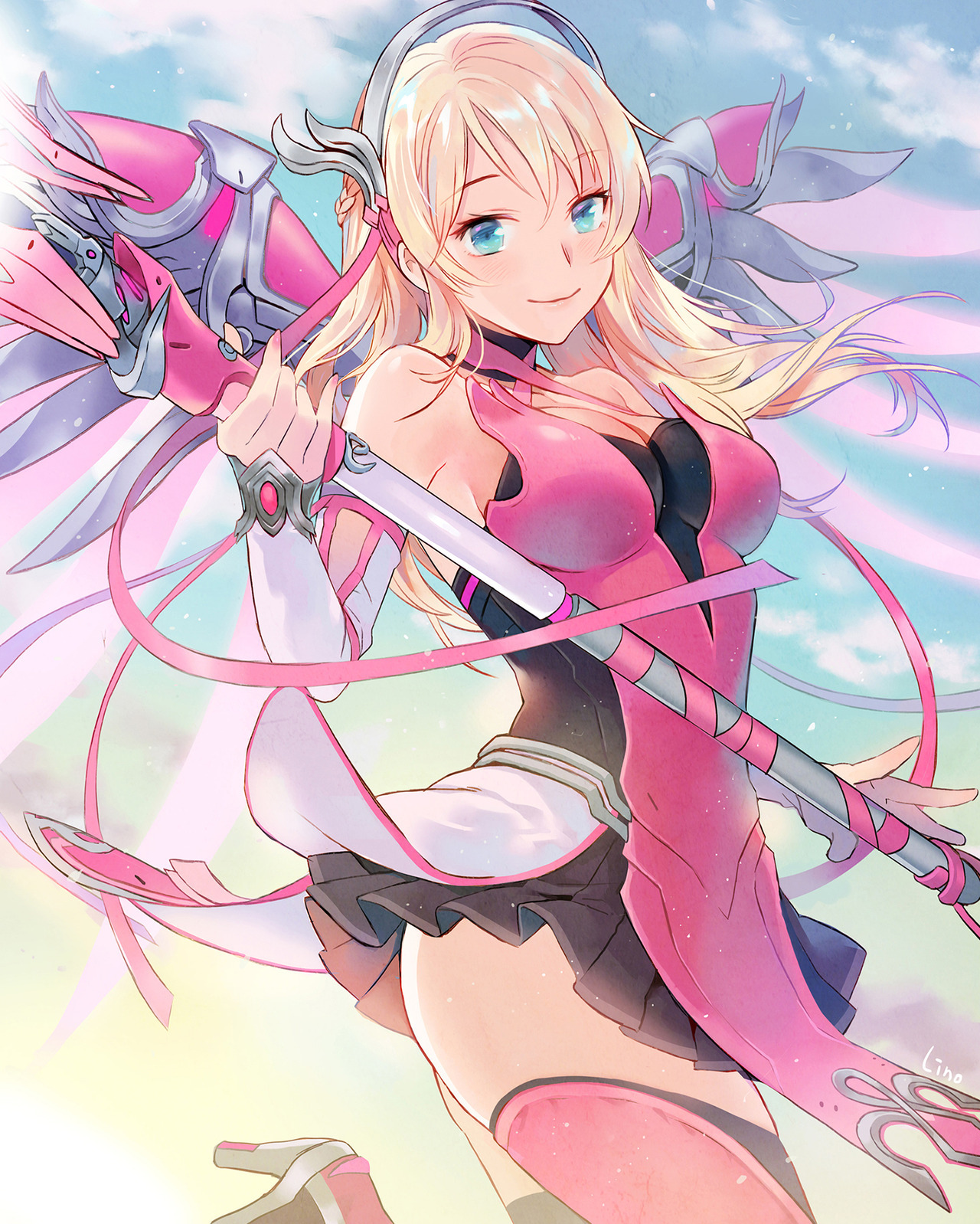 rarts:  Pink Mercy  (Angela Ziegler): Overwatch game digital drawing  [Artist: