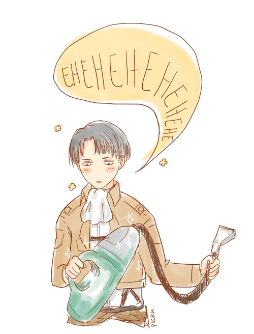 pickletea:   Q: What makes Levi laugh?A: He would probably laugh when he sees super convenient cleaning goods.x  now I’m just picturing Levi laughing creepily while looking at cleaning supplies he’s really happy inside 