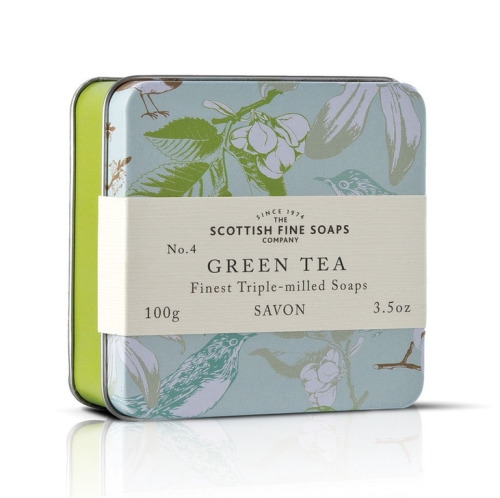 Green tea soap in a tin [link]