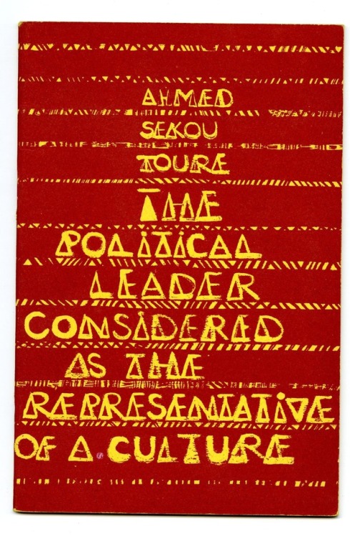 &lsquo;The Political Leader Considered As The Representative of a Culture&rsquo;, Ahmed Sekou Toure,