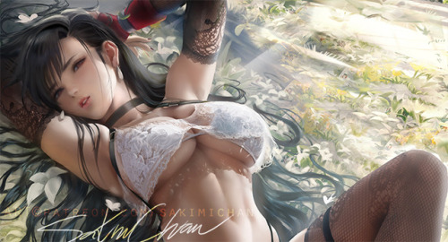 sakimichan:My pinup take on one of my fav final fantasy female characters Tifa<3 in Lace pinup fo