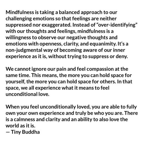 Mindfulness is taking a balanced approach to our challenging emotions so that feelings are neither s