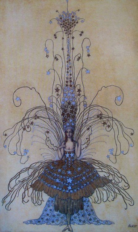 Léon Bakst - Costume design for the Queen of the Night from Mozart’s ‘Magic Flute’