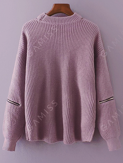 Zipped Sleeve Chunky Choker Sweater10% OFF Coupon Code: GAMISS09