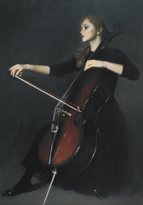 noiredesire:  Chen Yifei, The Cellist, 1983.