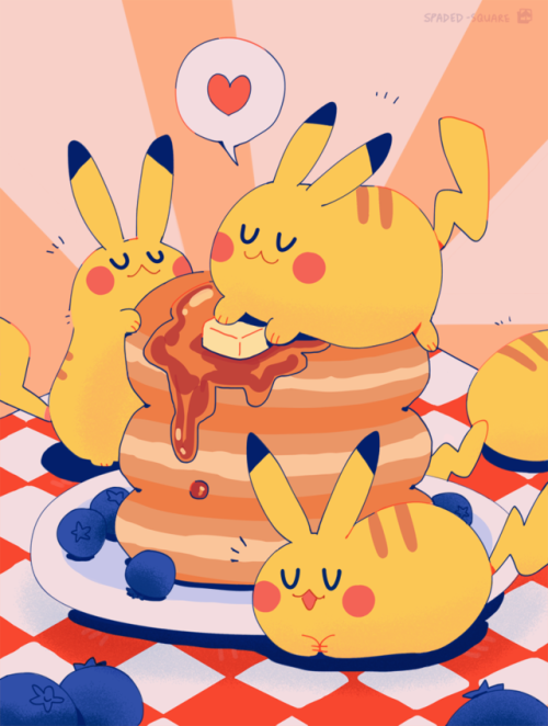 spaded-square:Pikachu + pancakes!!! 