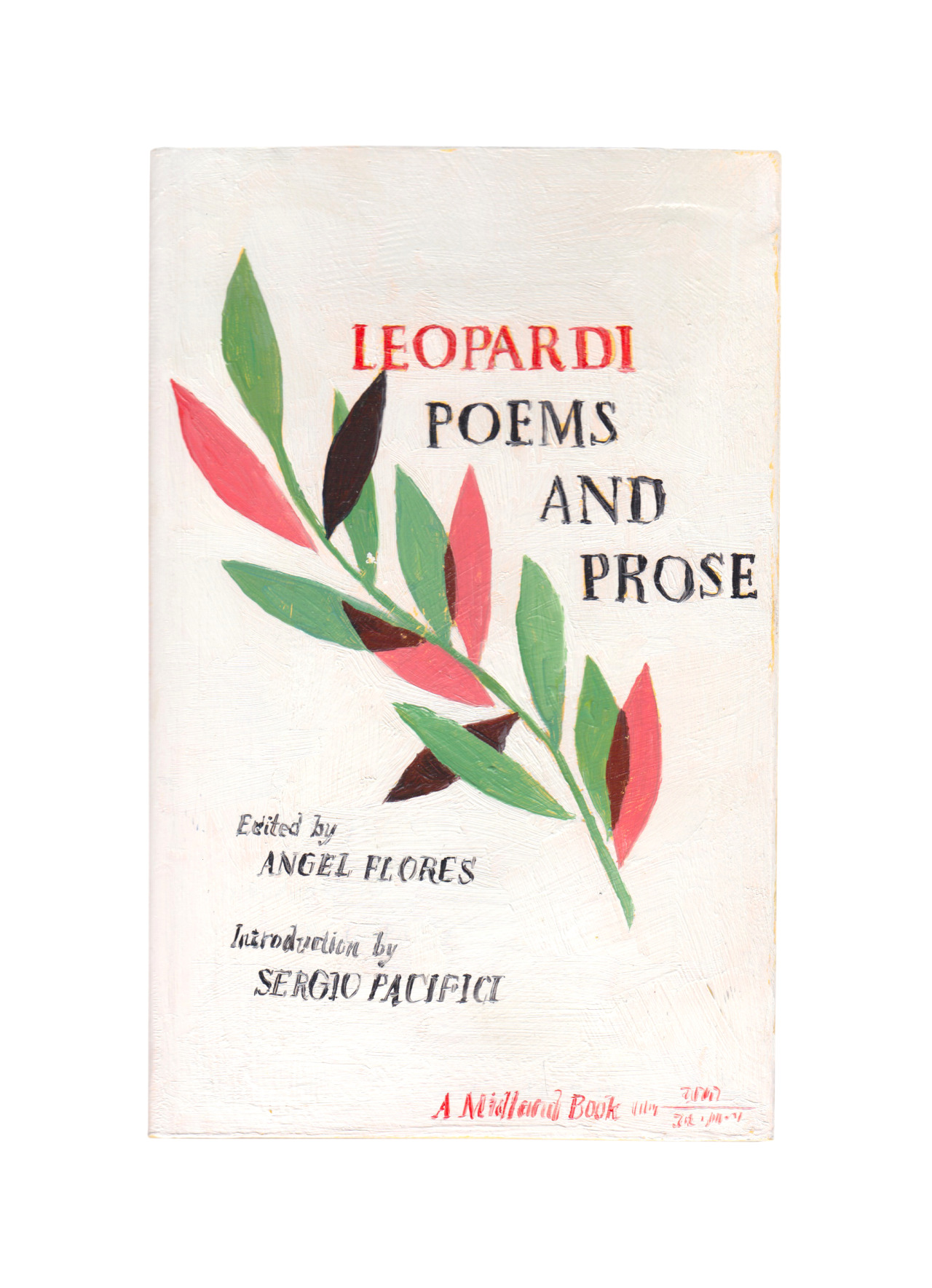 Untitled Project: Robert Smithson Library & Book Club
[Leopardi, Giacomo. Poems and Prose, 1966]
Oil paint on carved wood, 2017