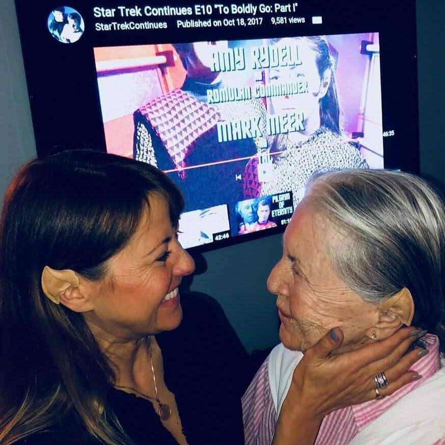 Mother and daughter #Romulan CDRs watching Ep10 together WITH pointed eartips is breaking the internet! Joanne Linville and Amy Rydell are just too #cute for words. #startrek #tos #passingthetorch #love #webseries #ToBoldlyGo