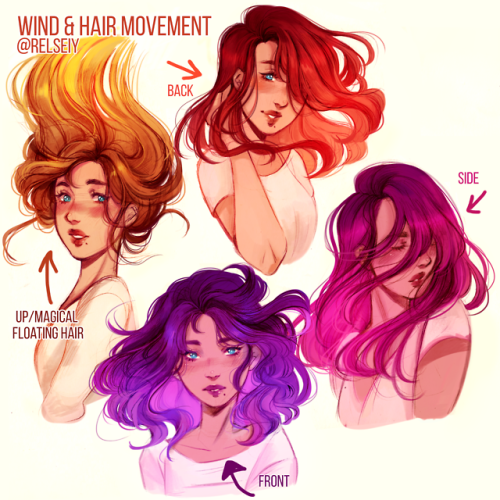 Some practice sketches, had fun drawing hair fluttering in the wind! Might fluffy or curly hair next